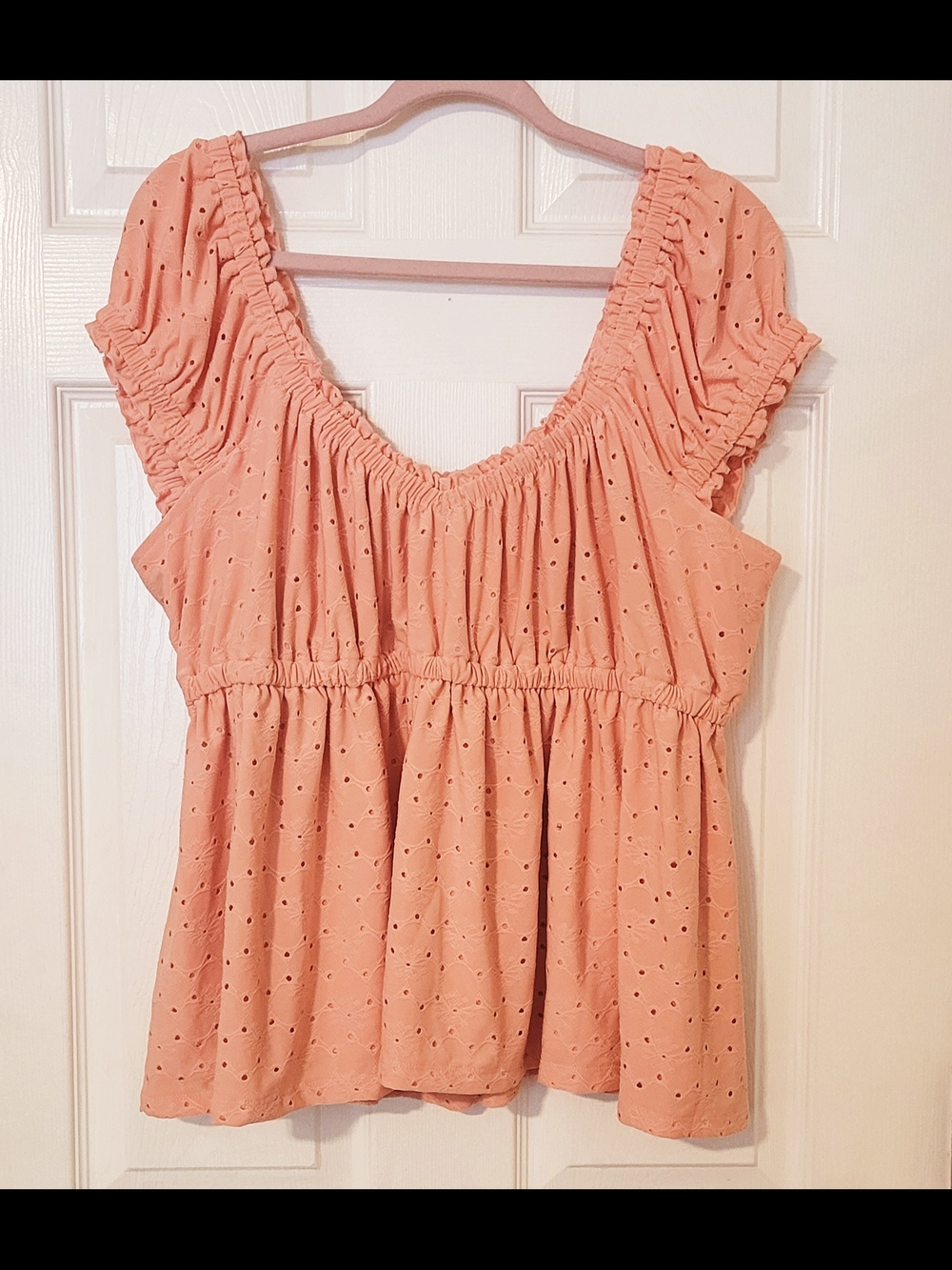 Torrid Peach Eyelet Ruffle Sleeve Women's Top